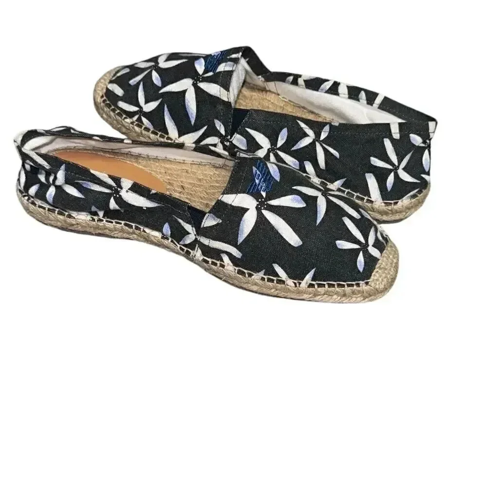 Women’s ARMANI JEANS blue & white floral Espadrille SLIP ON shoes Size 6.5